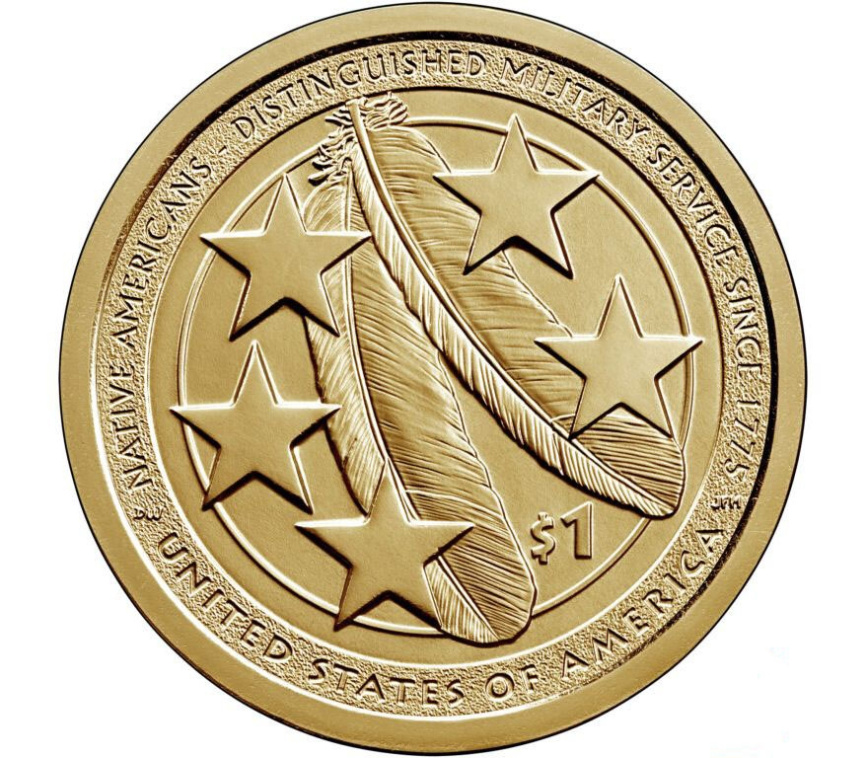 Коренные американцы в армии США - 1 доллар из серии Сакагавея, 2021 год фото 1