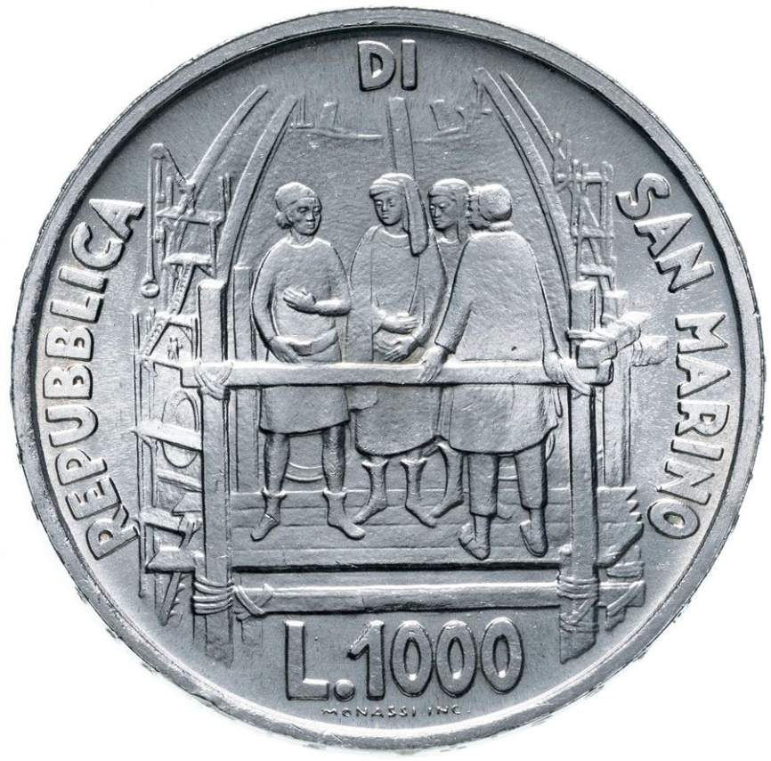 Сан-Марино 1000 лир 1977 - 600 лет со дня рождения Филиппо Брунеллески фото 2