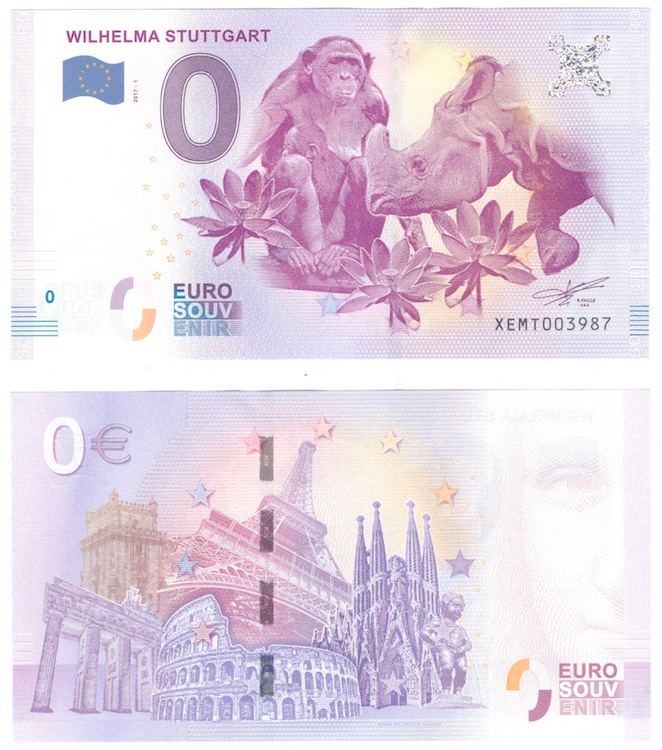 0 евро (euro) сувенирные - Ботанический сад с зоопарком "Вильгельма", 2017 год фото 1