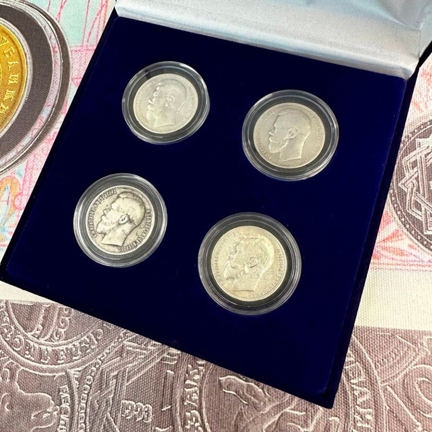 Подборка рублей Николая II 1896-1899 года в футляре (4 шт) фото 2