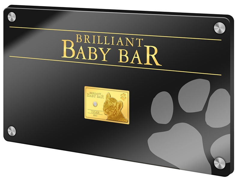 Золотая монета с бриллиантом - ДЕТЕНЫШ ТИГРА - о.Ниуэ, 2011 год, 5 долларов фото 3