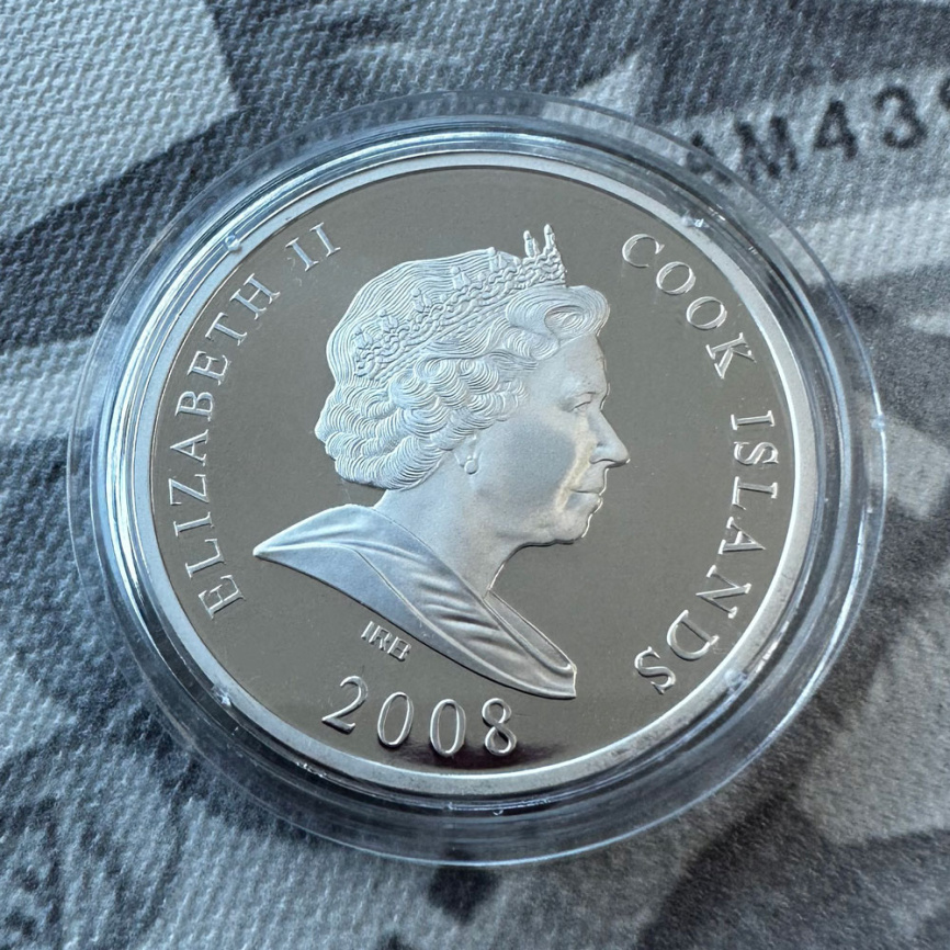 Большой сфинкс, серия Мировые памятники - о.Кука, 2008 год, 10 долларов фото 3