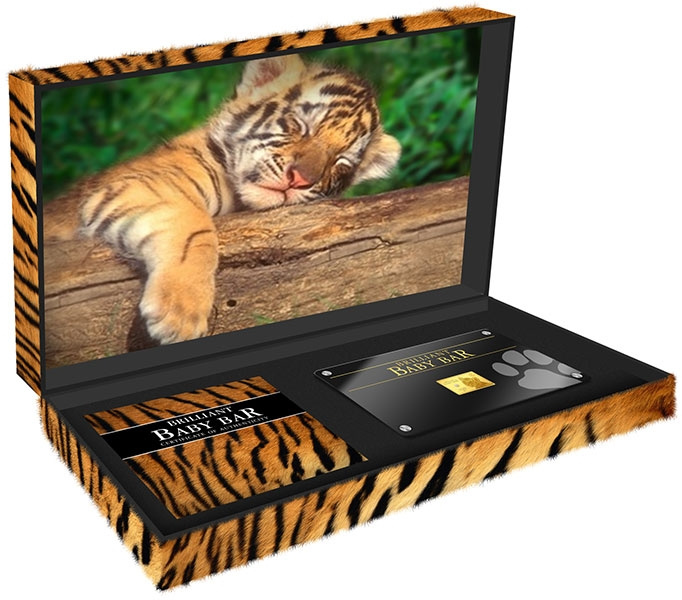 Золотая монета с бриллиантом - ДЕТЕНЫШ ТИГРА - о.Ниуэ, 2011 год, 5 долларов фото 4