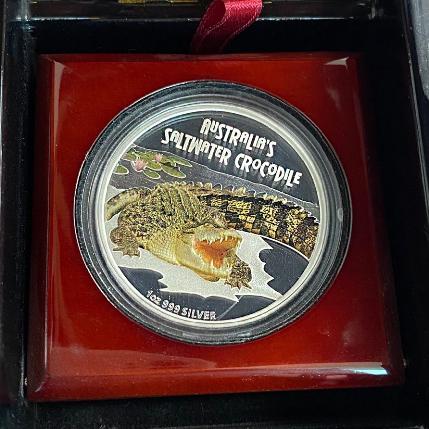 Морской крокодил, серия DANGER - Тувалу, 2009 год, 1oz фото 4