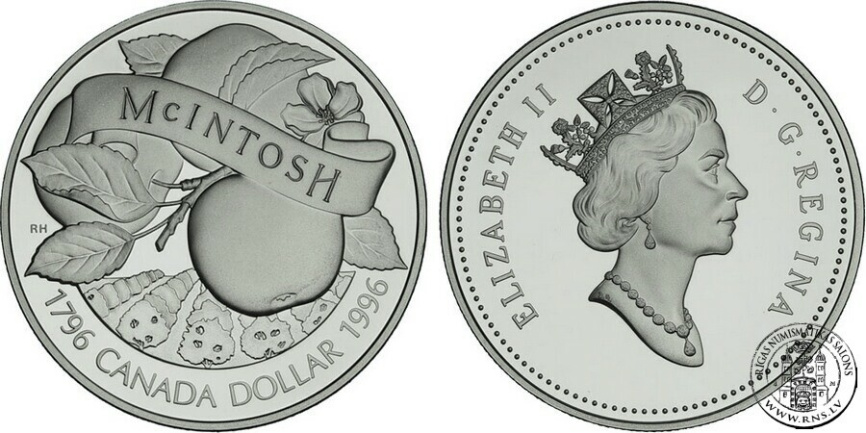 Яблоко (McINTOSH), 1 доллар, Канада, 1996 год фото 3