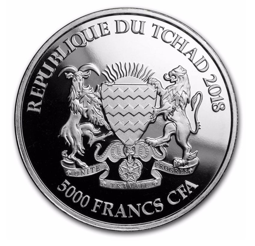 Мандала Носорог - Республика Чад | 5000 франков | 2018 год фото 2