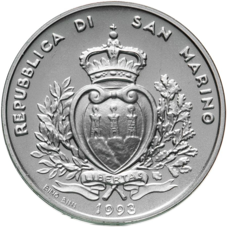 Сан-Марино 1000 лир 1993 - Птицы серии "Животный мир в опасности" фото 2