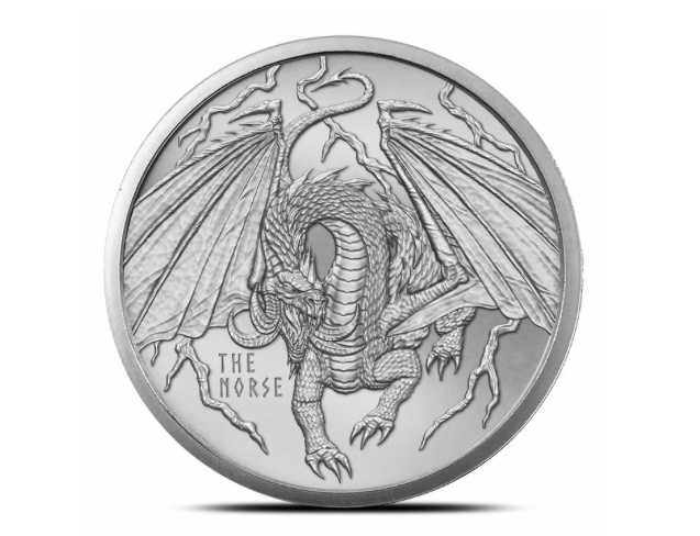 Мир драконов "The Norse Скандинавский дракон" раунд серебро фото 1