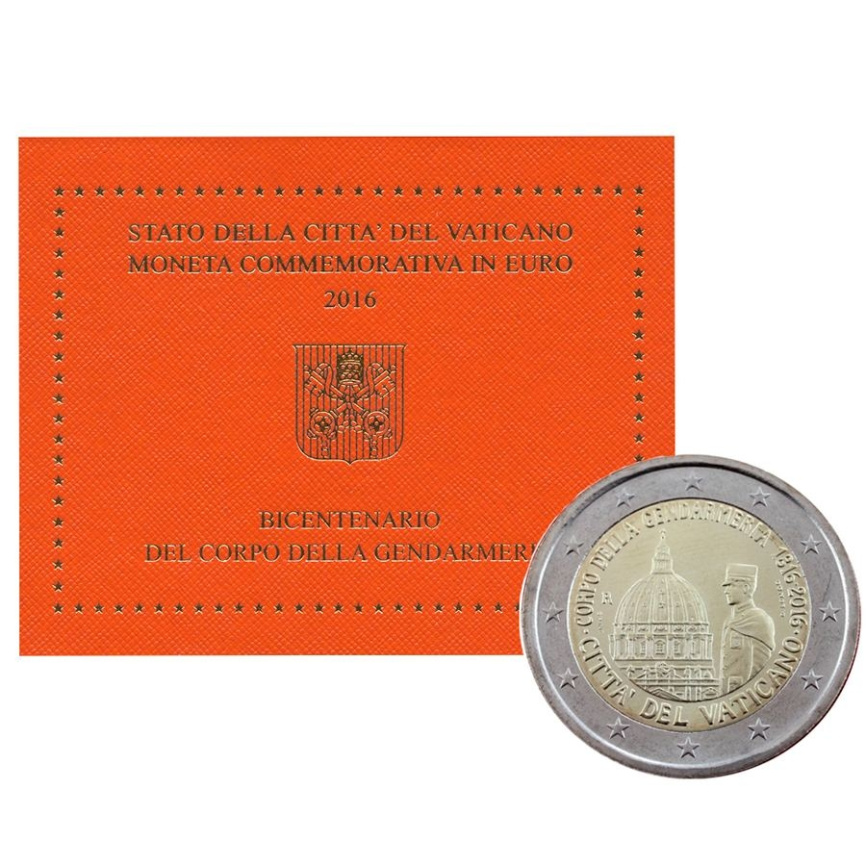 2 евро Ватикан 2016 (в блистере) - 200 лет Ватиканской жандармерии фото 1