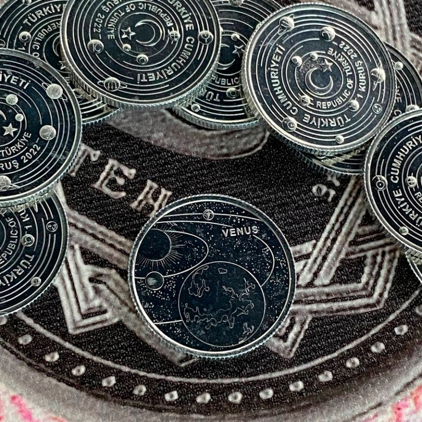 Набор "Планеты Солнечной системы" - Турция, 1 куруш, 2022 год (алюминий) фото 8