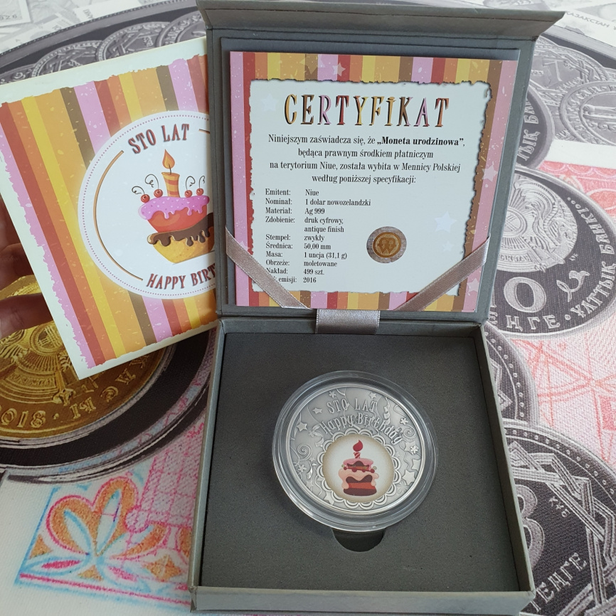 С днем рождения - о.Ниуэ, 1 доллар, 2016 год фото 5