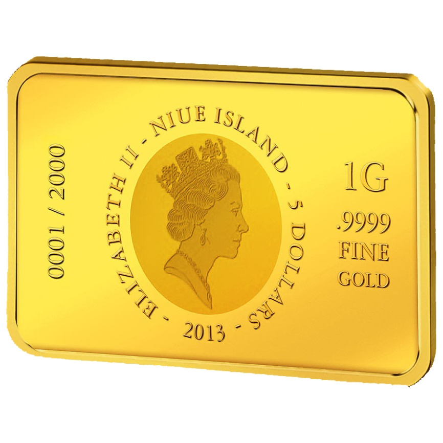 Золотая монета с бриллиантом "Детеныш орангутанг" - о.Ниуэ, 5 долларов, 2013 год фото 2