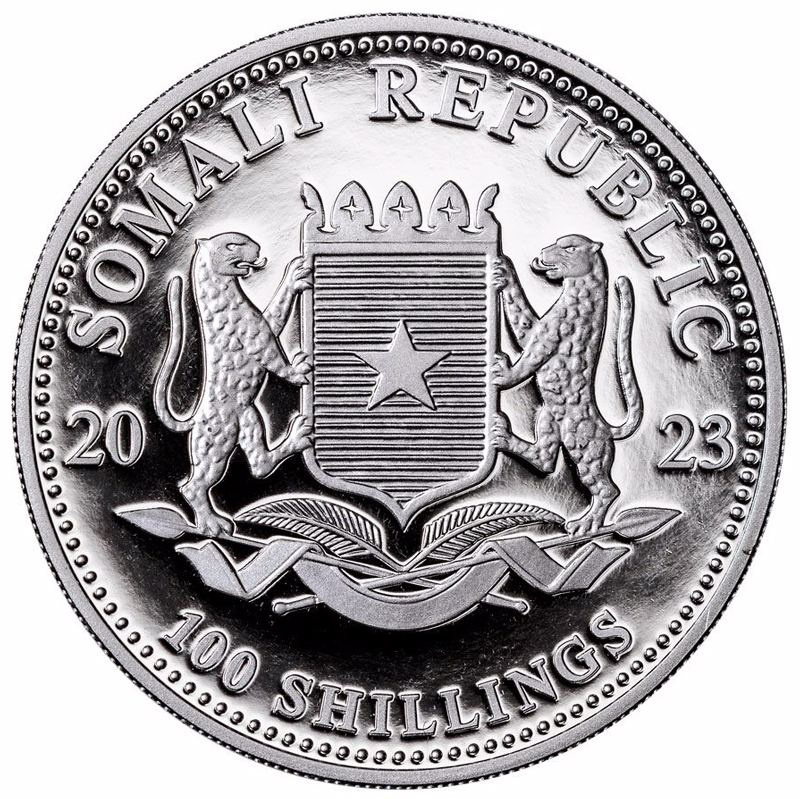 Леопард, серия "Дикая природа Африки" - Республика Сомали, 100 шиллингов, 2023 год фото 2
