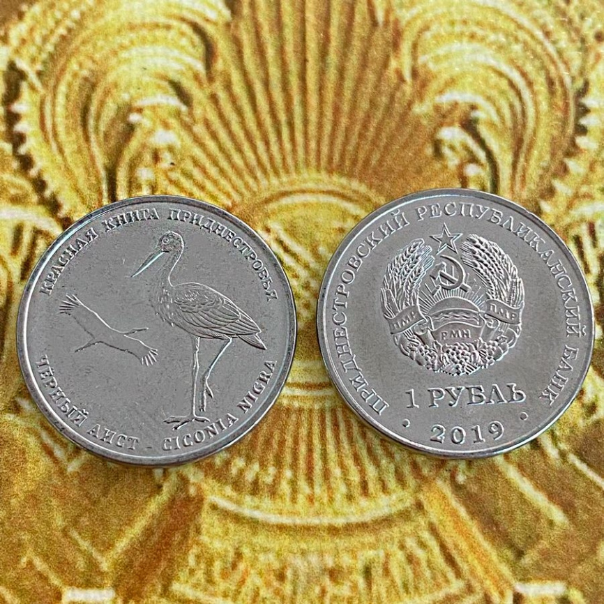 Черный аист-1 рубль, Приднестровье, 2019 год фото 3