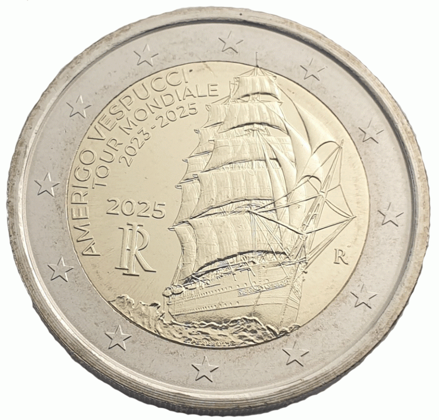 2 евро Италия 2025 -  Америго Веспуччи фото 1