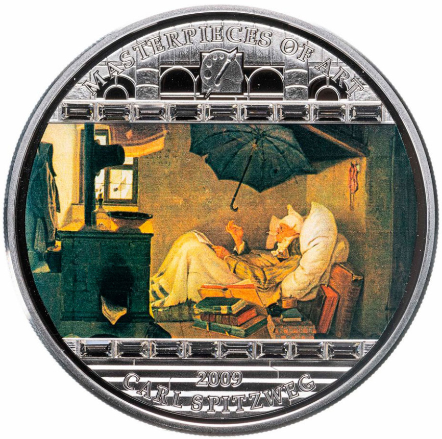 Бедный поэт (Карл Шпицвег), Шедевры искусства - о.Кука, 3oz, 2009 фото 1