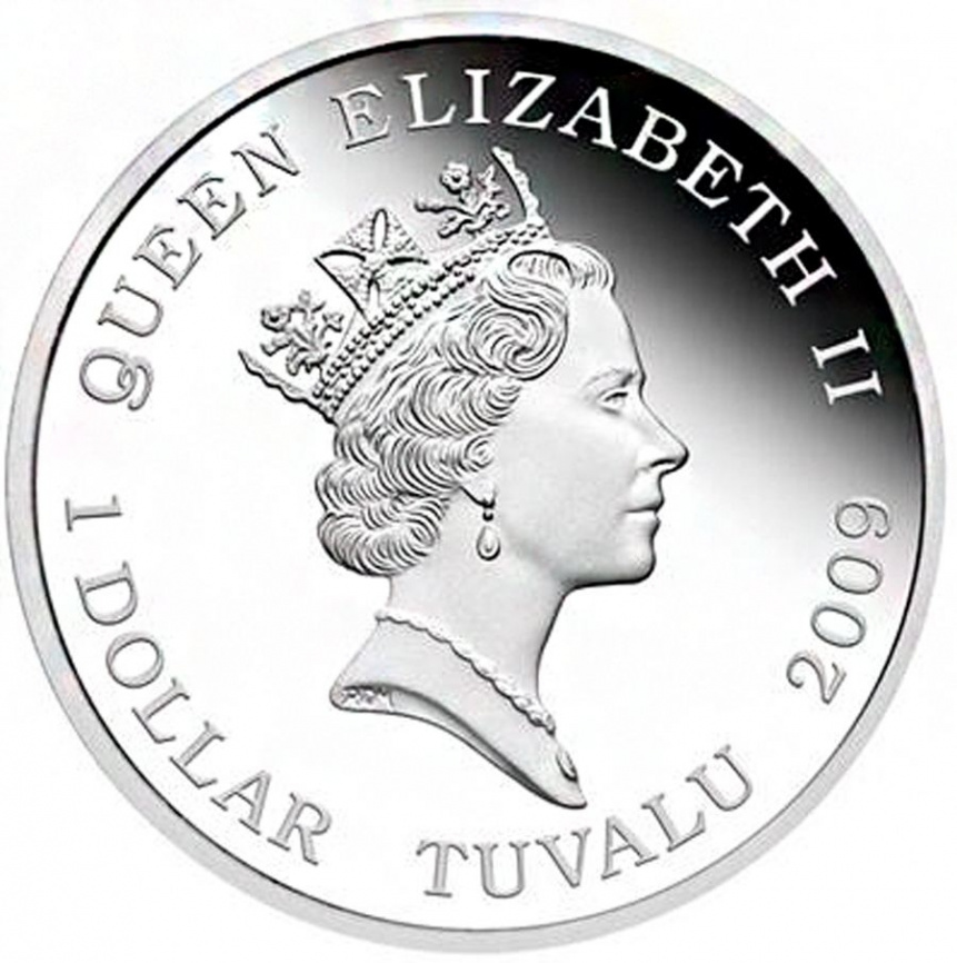 Морской крокодил, серия DANGER - Тувалу, 2009 год, 1oz фото 2