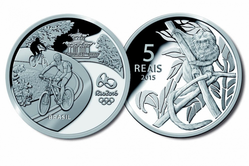 Дельфины, 5 реалов, Бразилия  - Олимпиада в Рио 2016 фото 2