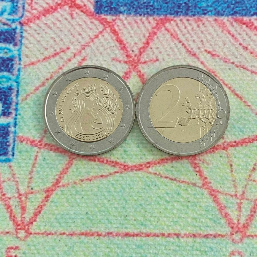 2 евро Эстония 2022 - Слава Украине фото 3