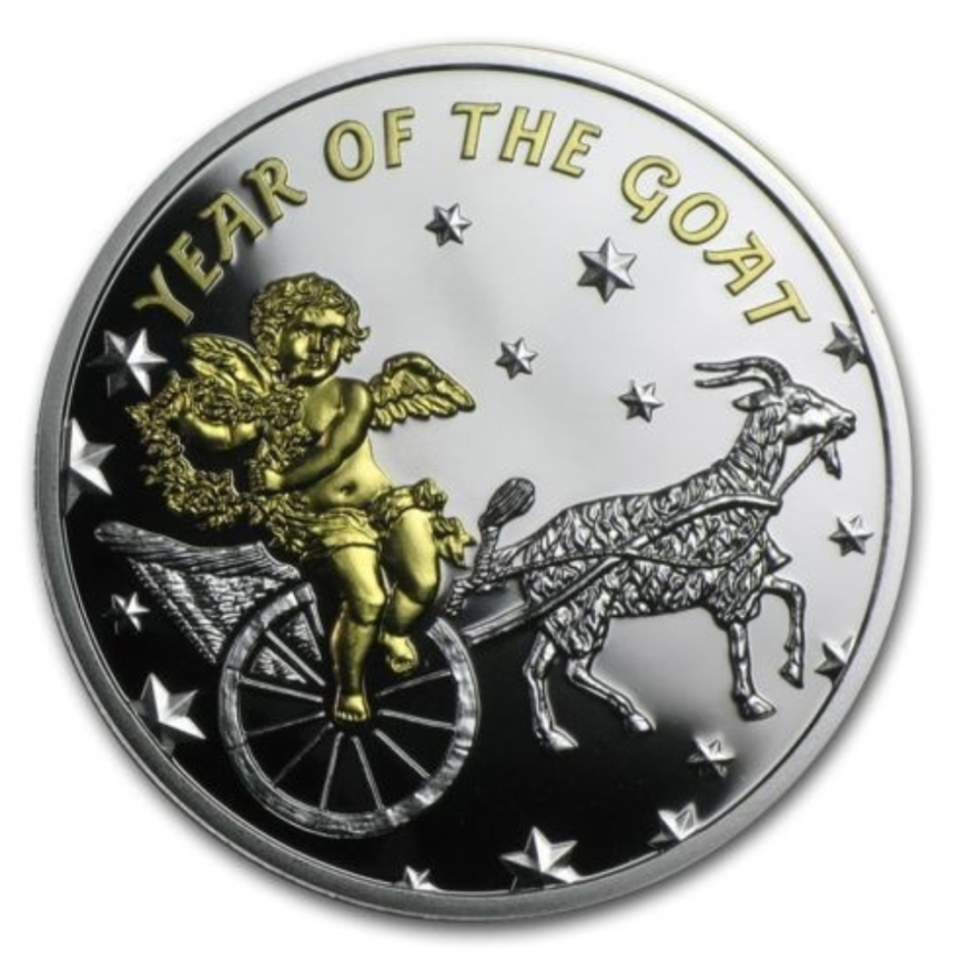 Год Козы и ангелочек - о.Ниуэ, 1 доллар, 2015 год фото 1