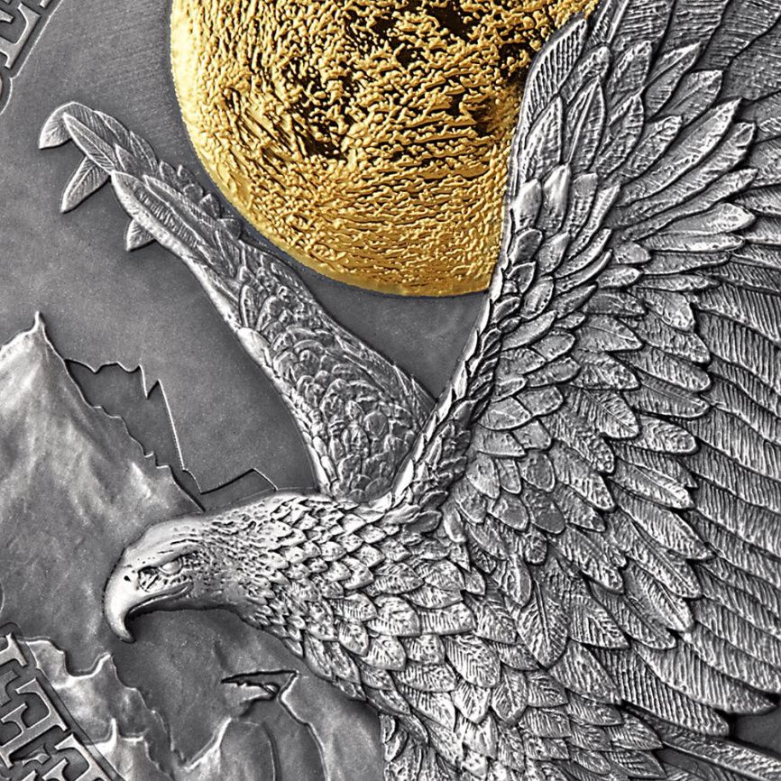 "Американский орел" Дикая жизнь в лунном свете - 2oz Antique finish, золочение фото 3
