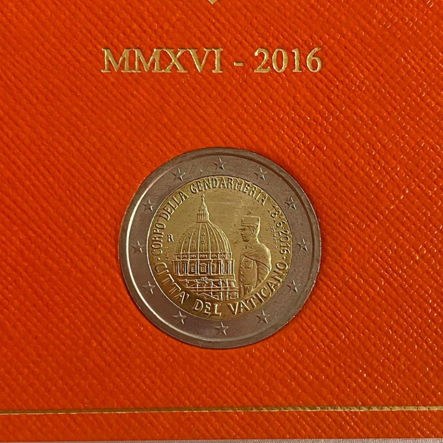 2 евро Ватикан 2016 (в блистере) - 200 лет Ватиканской жандармерии фото 2