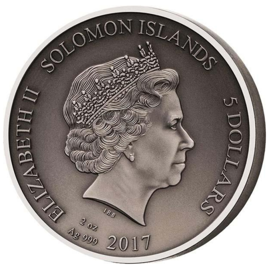 Гладиаторы. Ретиарий (2 oz) - Соломоновы острова, 5 долларов, 2017 год фото 2