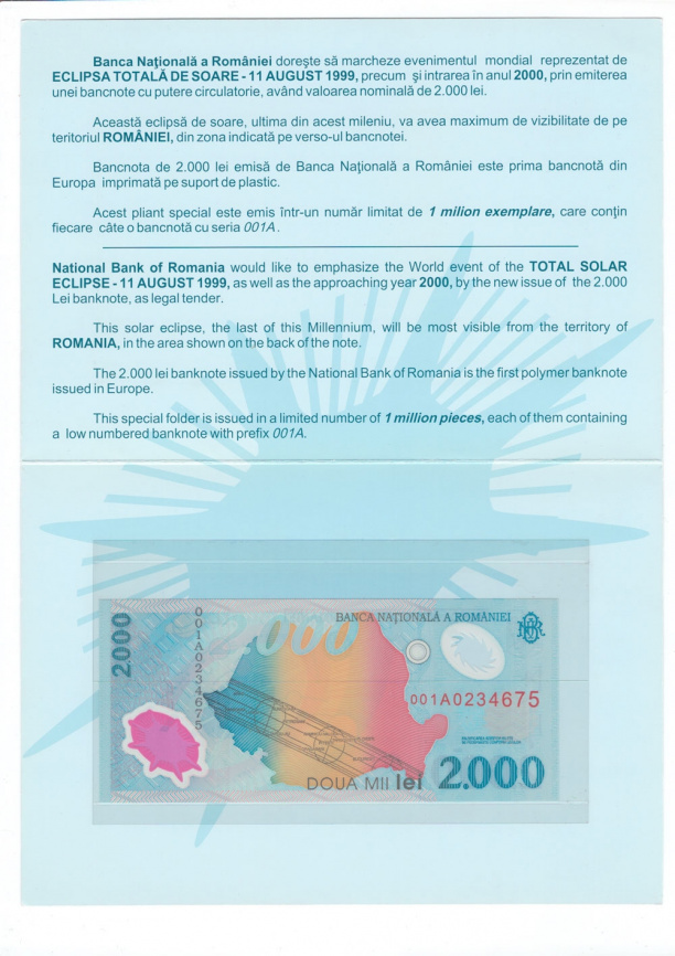 Румыния | 2000 лей | 1999 год | в буклете фото 2