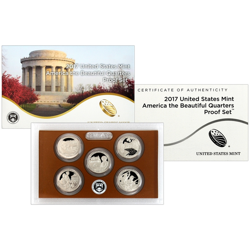Набор "Парки" Proof set (в планшете) - 25 центов, США, 2017 год фото 1