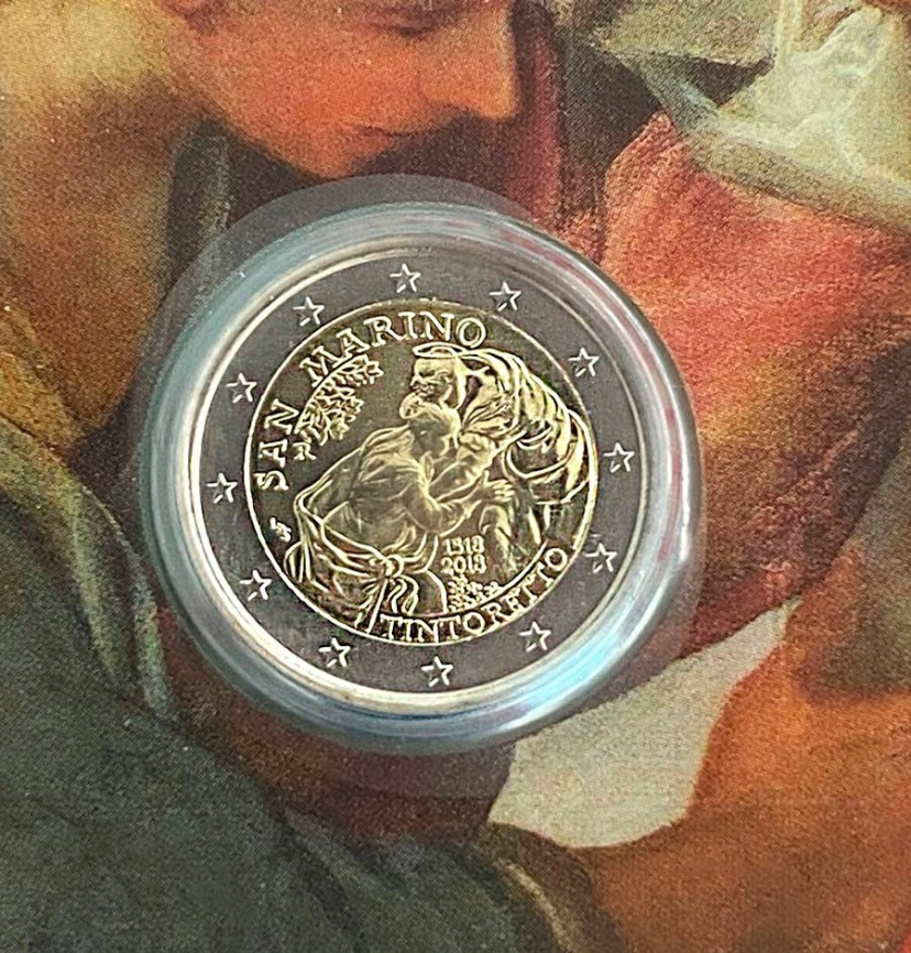 2 евро Сан-Марино 2018 (в блистере) - 500 лет со дня рождения Тинторетто фото 2