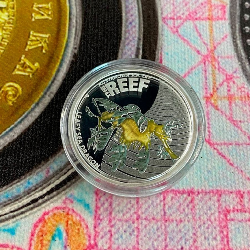 Морской дракон "Риф. Морская жизнь Австралии" - 50 центов, 2009 год, серебро фото 3