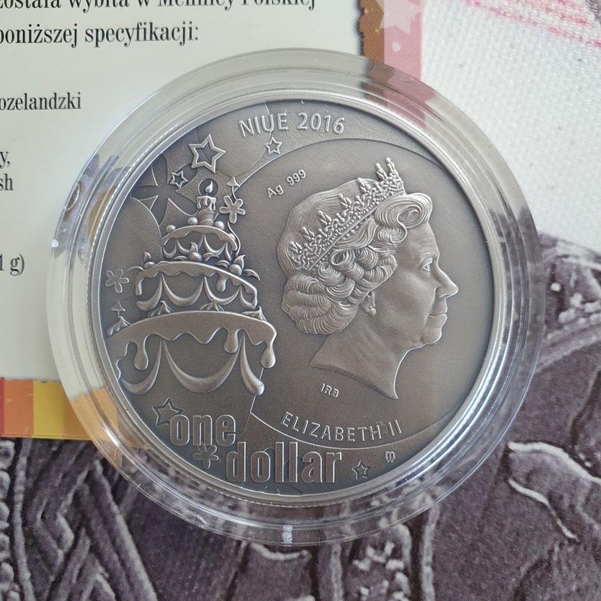 С днем рождения - о.Ниуэ, 1 доллар, 2016 год фото 3