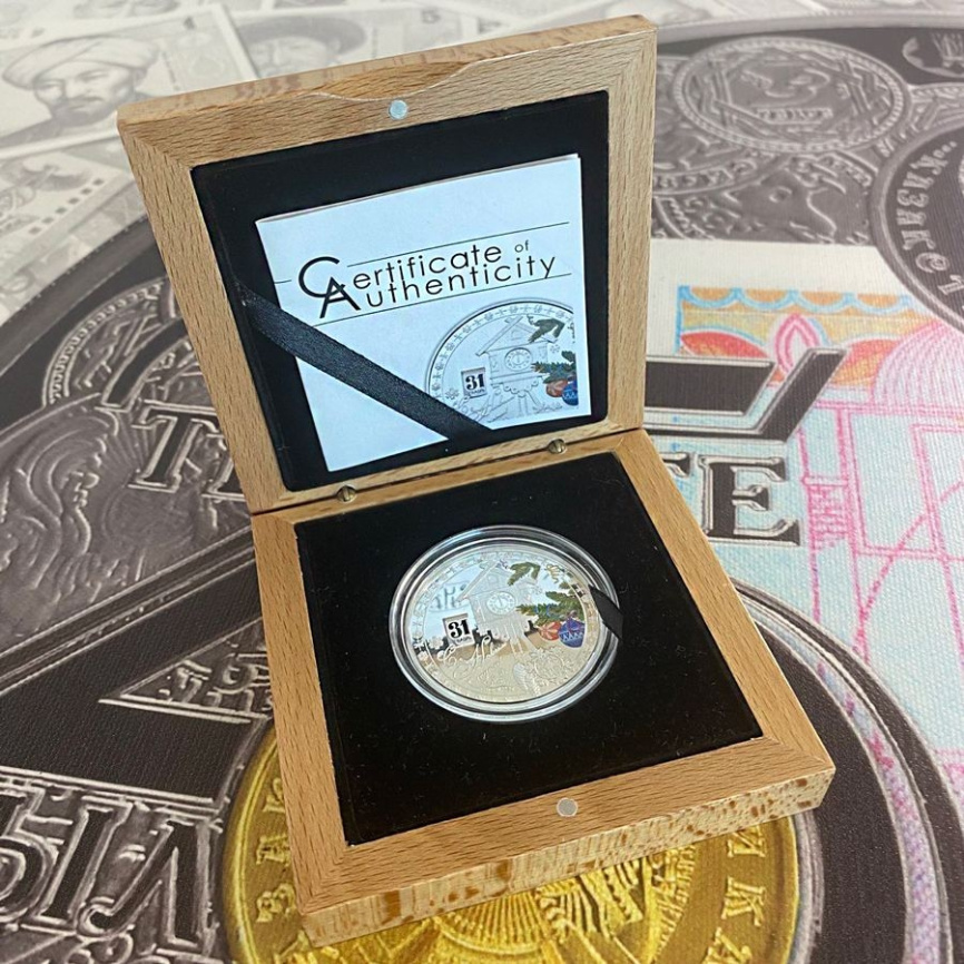 Подарочная монета "С новым годом!" - о.Кука, 5 долларов фото 3