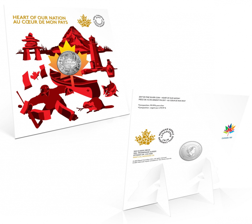 Сердце нашей нации, 3 доллара, Канада, 2017 год фото 3