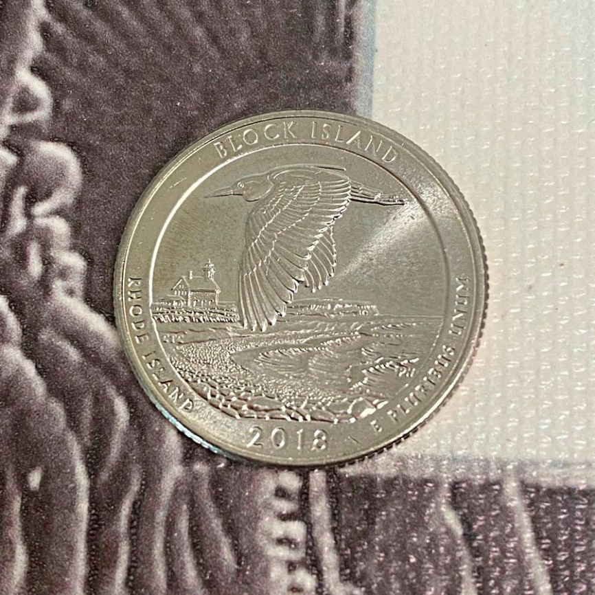 Нац. убежище дикой природы острова Блок, Род-Айленд - Парки США, 2018 год, 25 центов фото 3