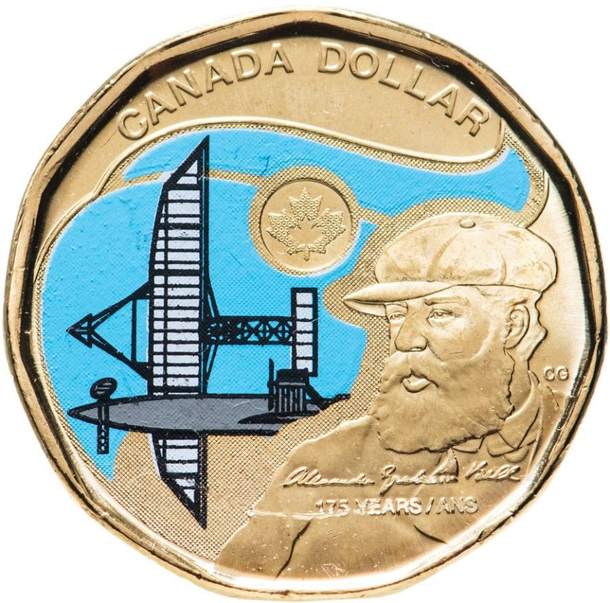 175 лет со дня рождения Александра Грейама Белла (цветная) - Канада, 1 доллар, 2022 год фото 1