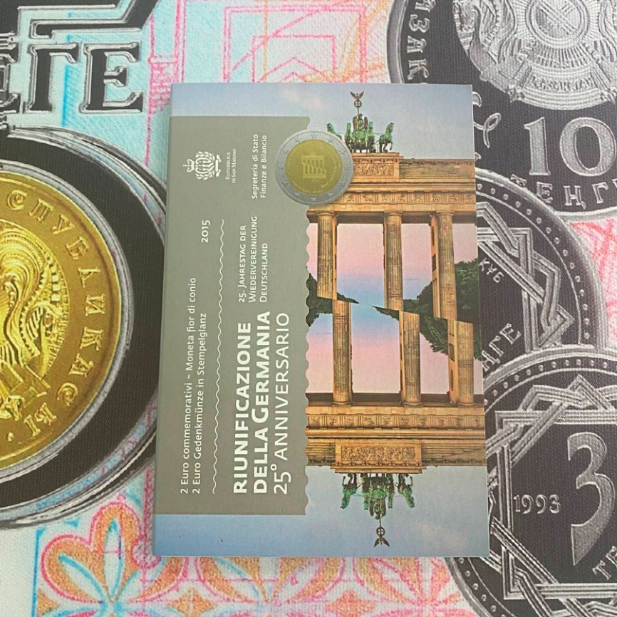 2 евро Сан-Марино 2015 (в блистере) - 25 лет воссоединения Германии фото 5