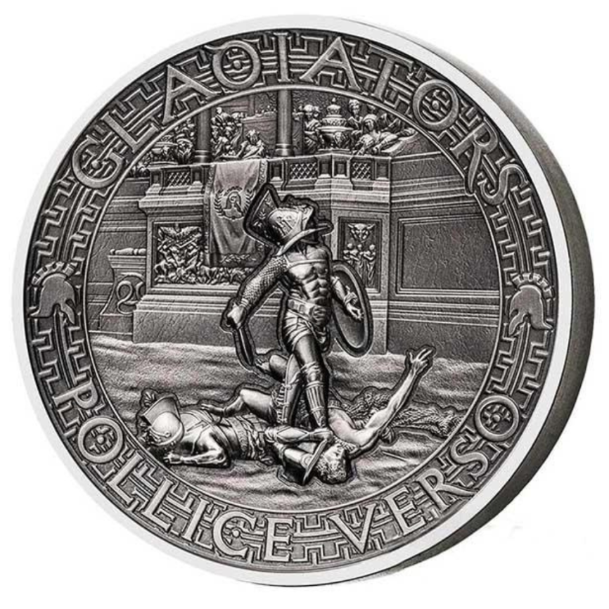 Гладиаторы. POLLICE VERSO (2 oz) - Соломоновы острова, 5 долларов, 2017 год фото 1