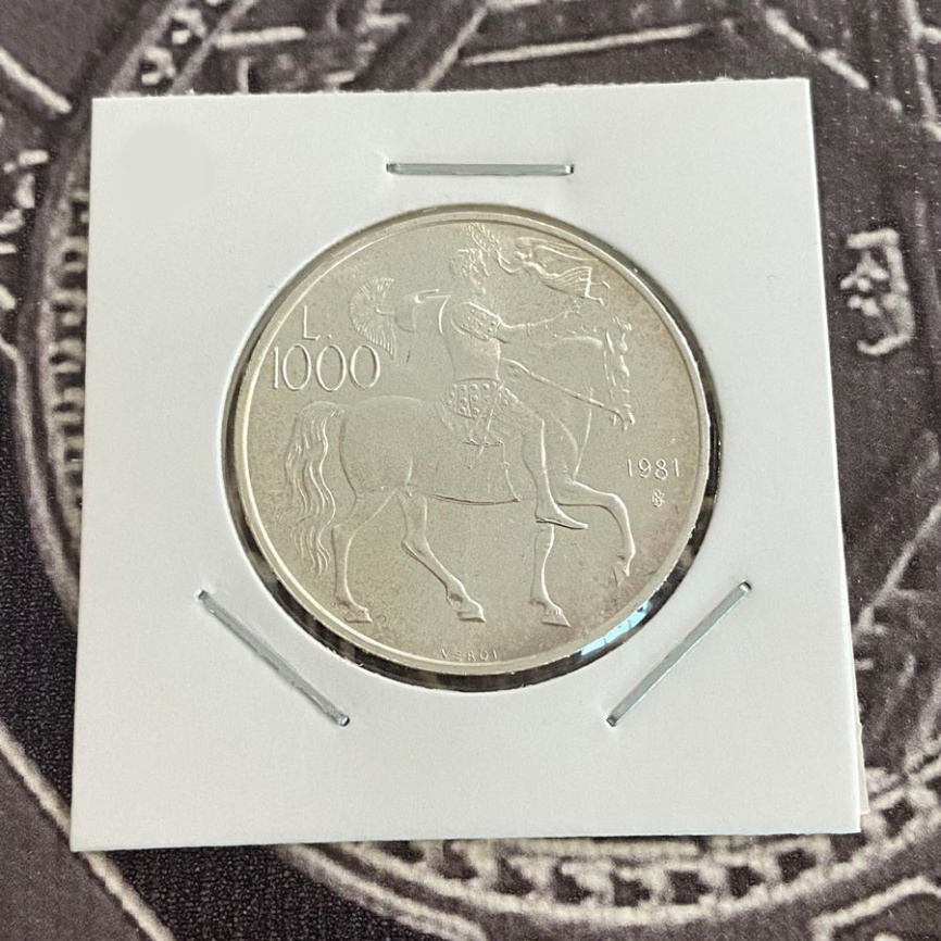 Сан-Марино 1000 лир 1981 - Энеида Вергилия (мужчина на коне) фото 3