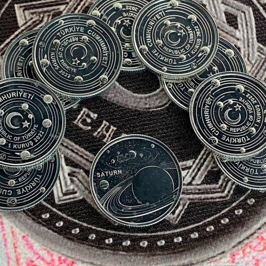 Набор "Планеты Солнечной системы" - Турция, 1 куруш, 2022 год (алюминий) фото 4