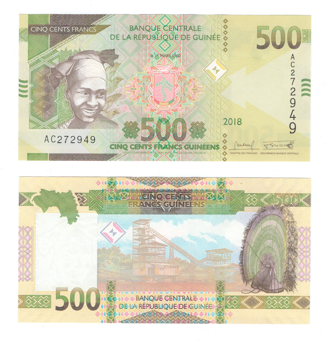 Гвинея 500 франков 2018-2022 гг фото 1