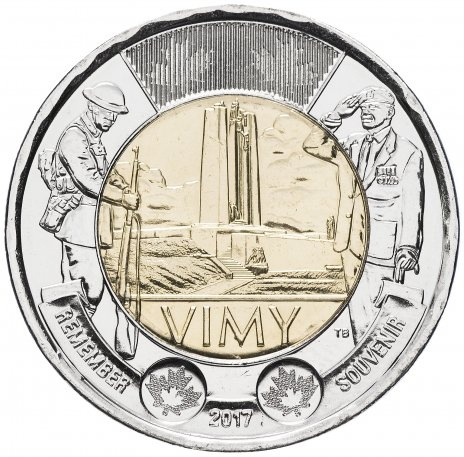 100 лет битвы при Вими-Ридже - 2 доллара 2017 год, Канада фото 1