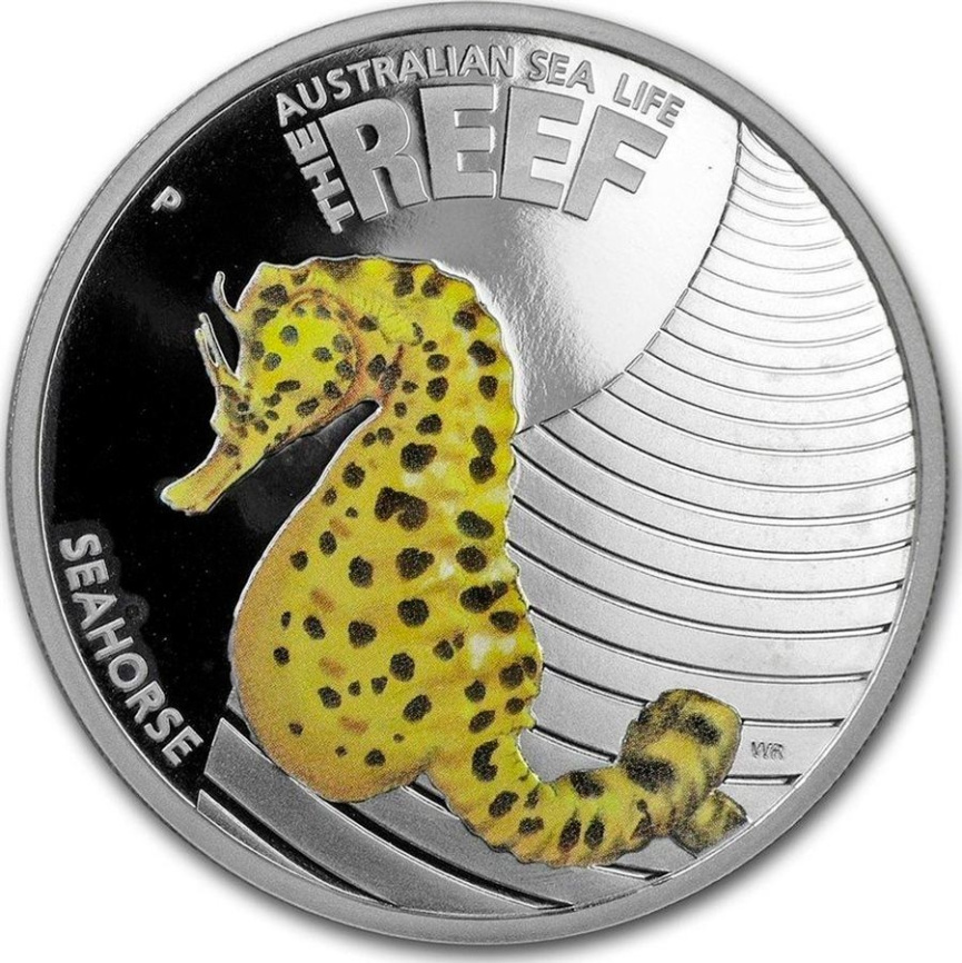 Морской конек "Риф. Морская жизнь Австралии" - 50 центов, 2010 год, серебро фото 1