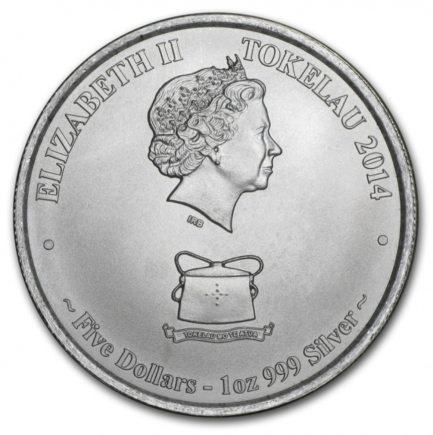 Тунец, 5 долларов, Токелау, 2014 год фото 2