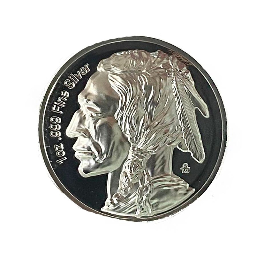 Раунд США Индеец, выпуклая - серебро 1 унция фото 2