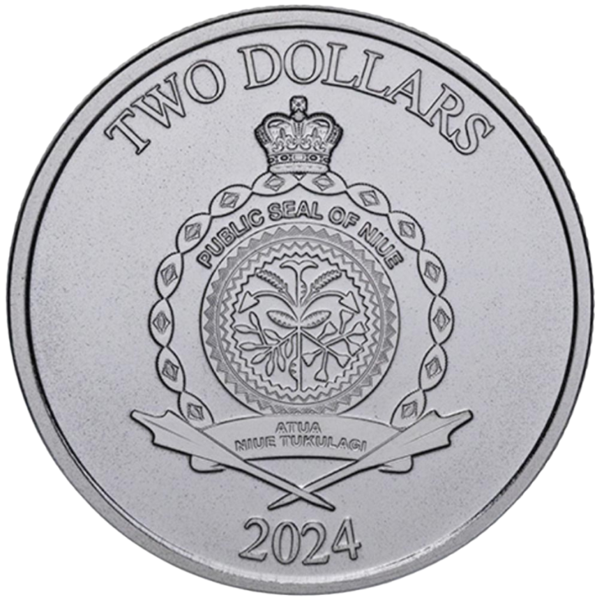 Рычащий лев - о.Ниуэ, 2022-2024 год, 2 доллара фото 2