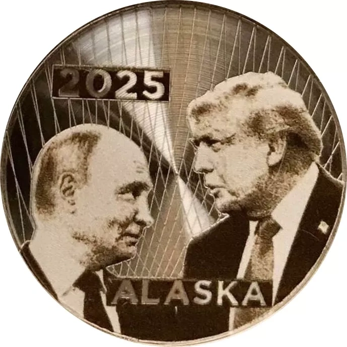 Аляска 2025. Путин - Трамп - 25 рублей (сувенирная) фото 1
