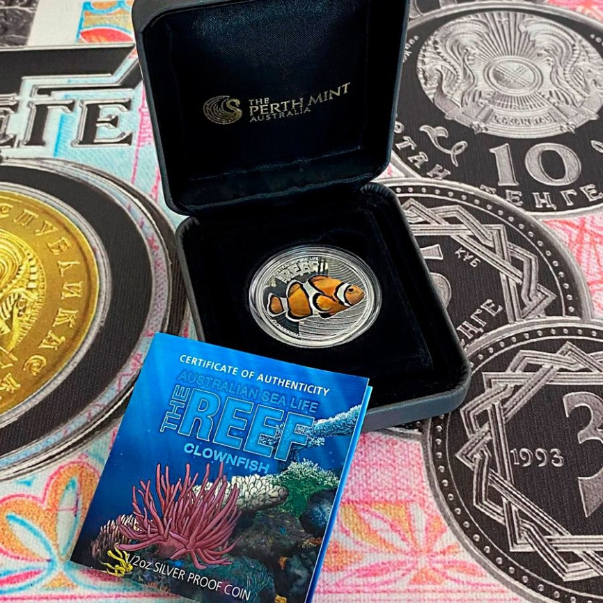 Рыба-клоун "Риф. Морская жизнь Австралии" -  50 центов, 2010 год, серебро фото 5