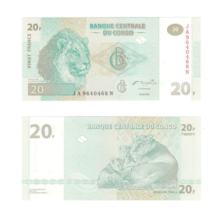 Конго 20 франков 2003 год фото 1