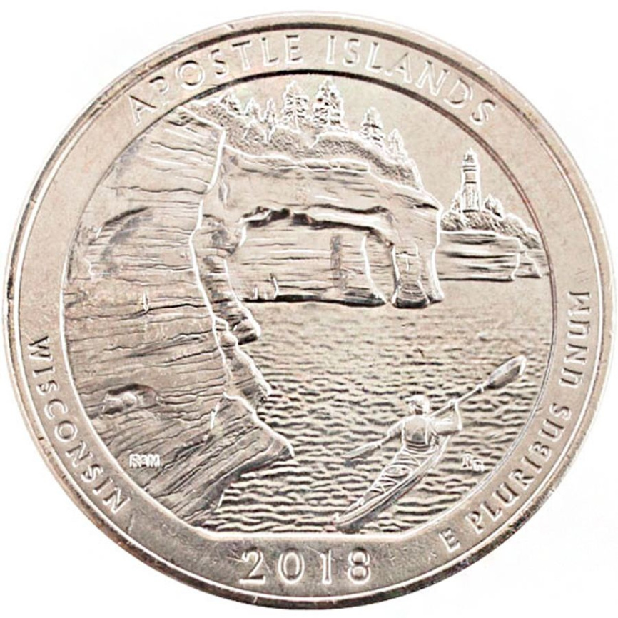 Нац. озёрные побережья островов Апостол, Висконсин - Парки США, 2018 год, 25 центов фото 1